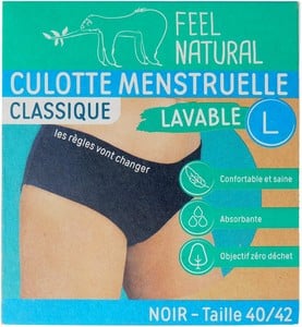 Feel Natural Culotte Menstruelle Lavable Noire - Pharmacie Veau